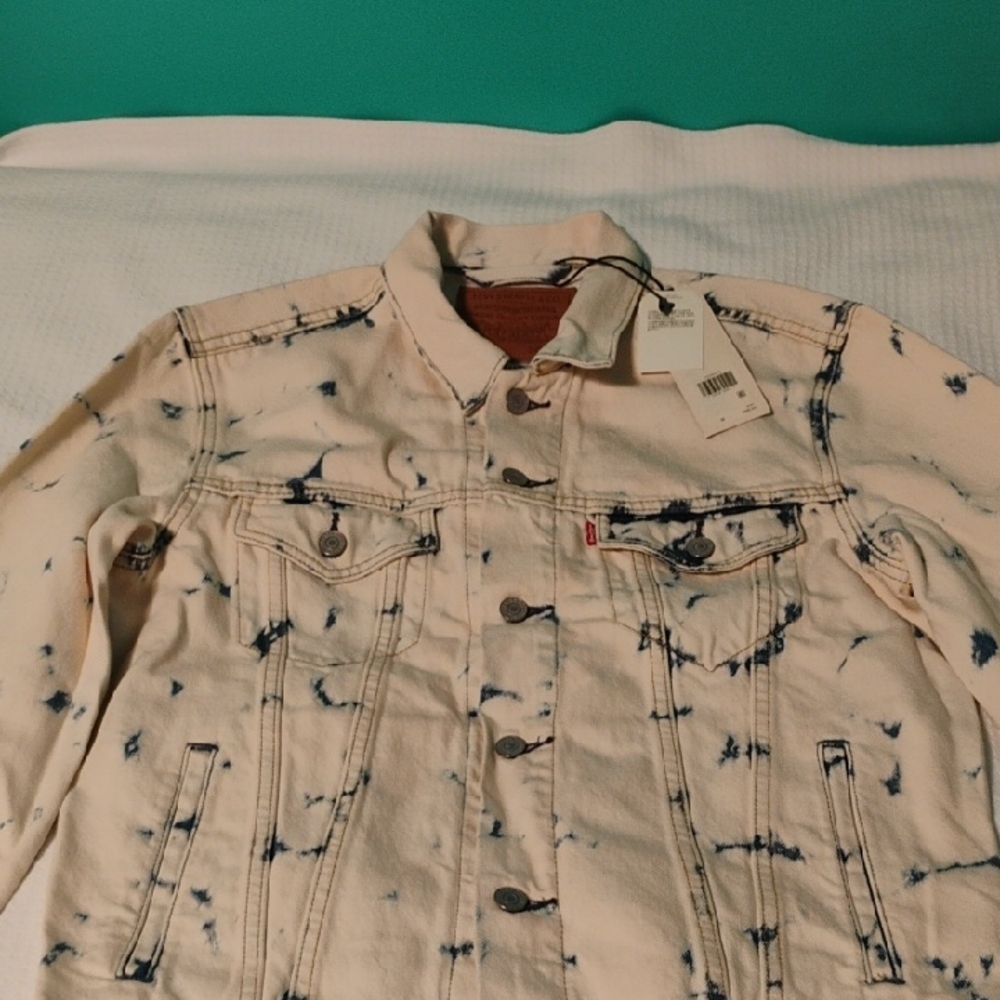 Levi's Cream and Blue Tie-Dye Jacket